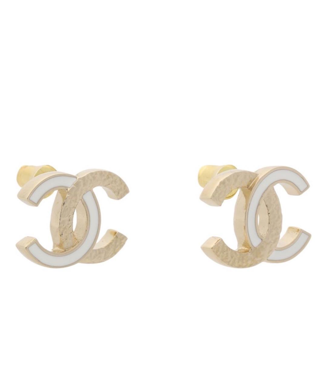 CHANEL Белые металлические серьги, фото 3