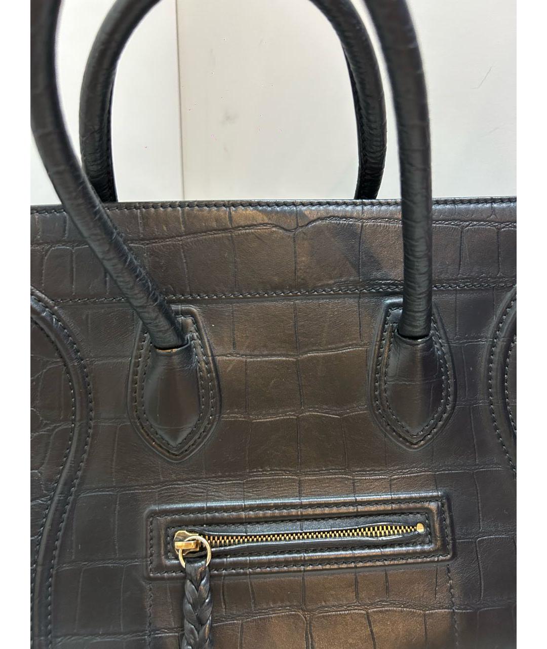 CELINE Черная кожаная сумка тоут, фото 7