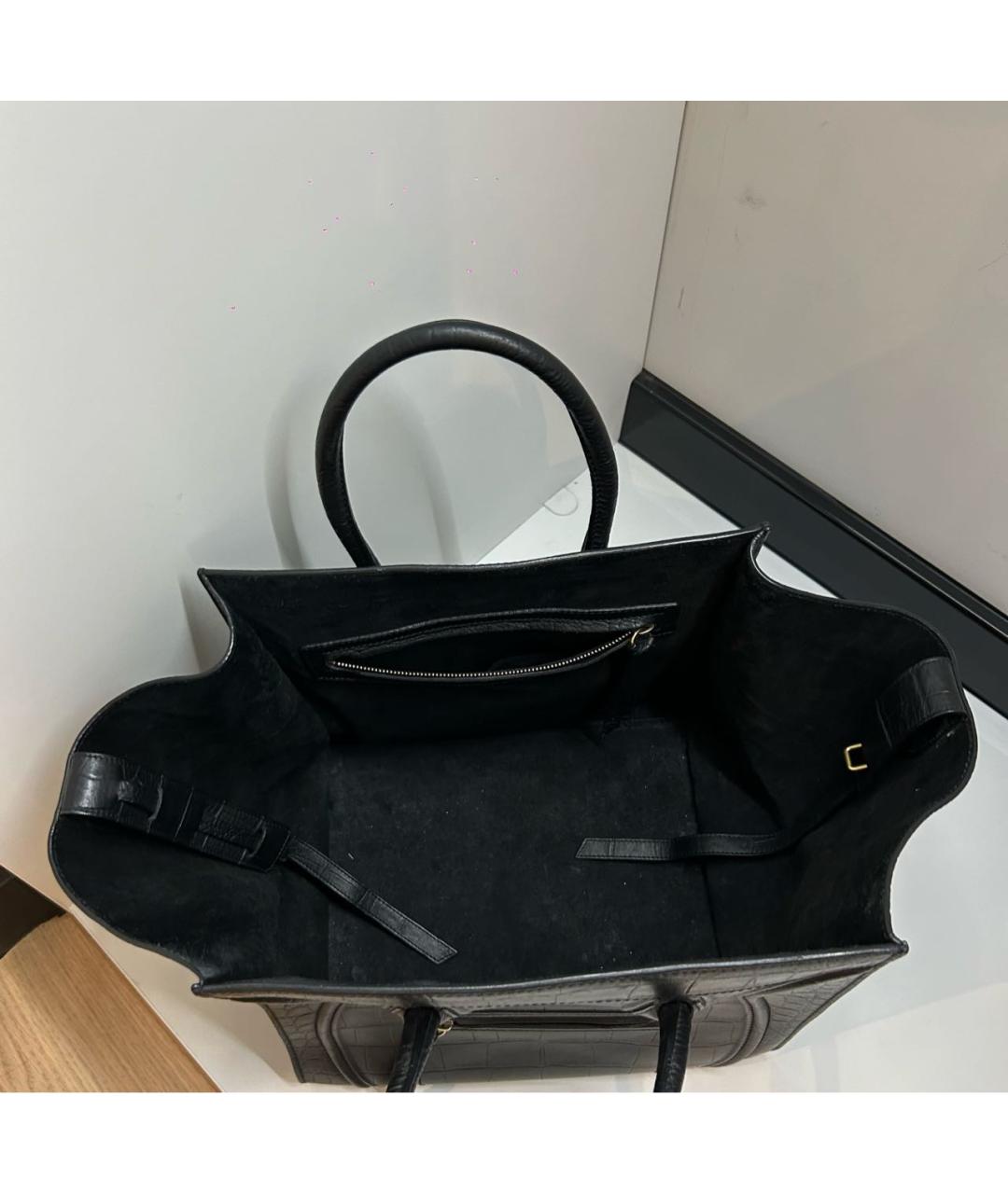 CELINE Черная кожаная сумка тоут, фото 2