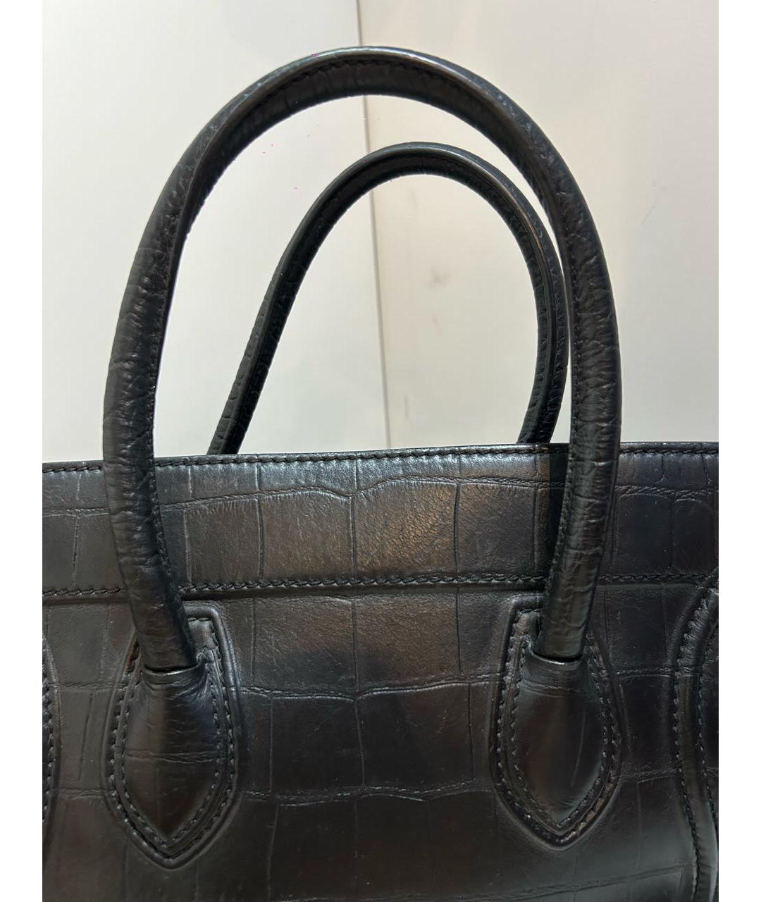 CELINE Черная кожаная сумка тоут, фото 6