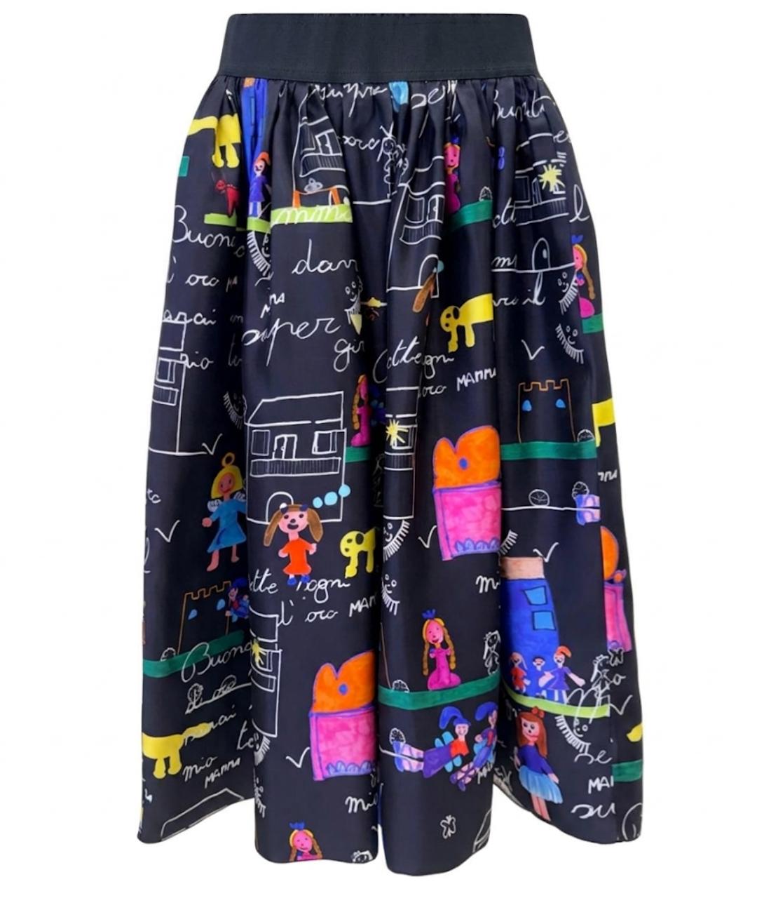 DOLCE&GABBANA Мульти шелковая юбка миди, фото 1