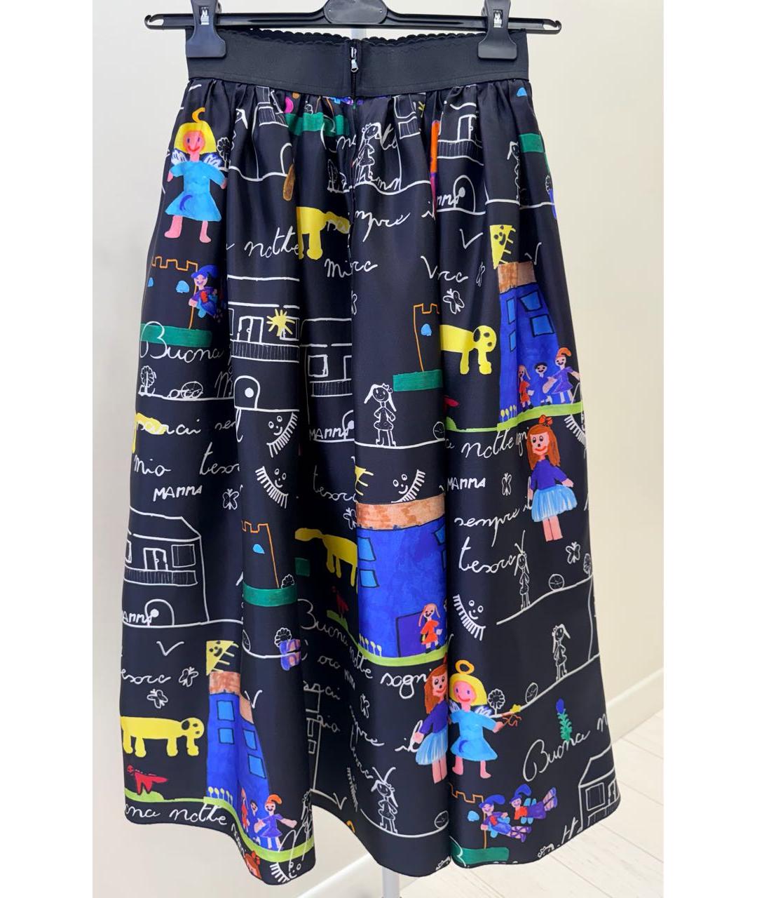 DOLCE&GABBANA Мульти шелковая юбка миди, фото 2