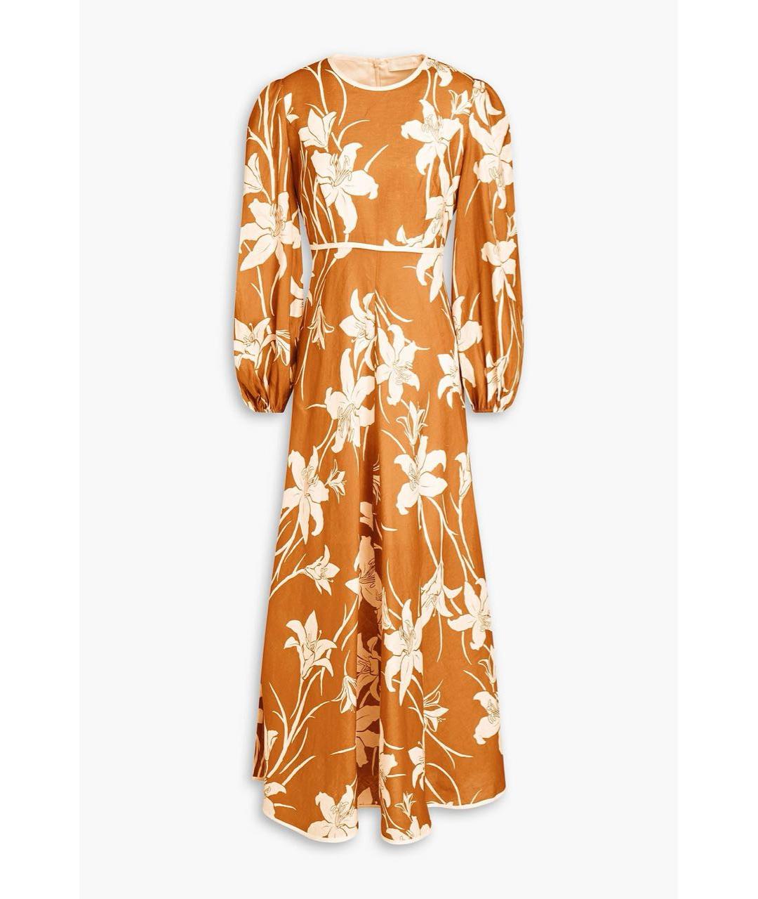 ZIMMERMANN Оранжевое льняное повседневное платье, фото 7