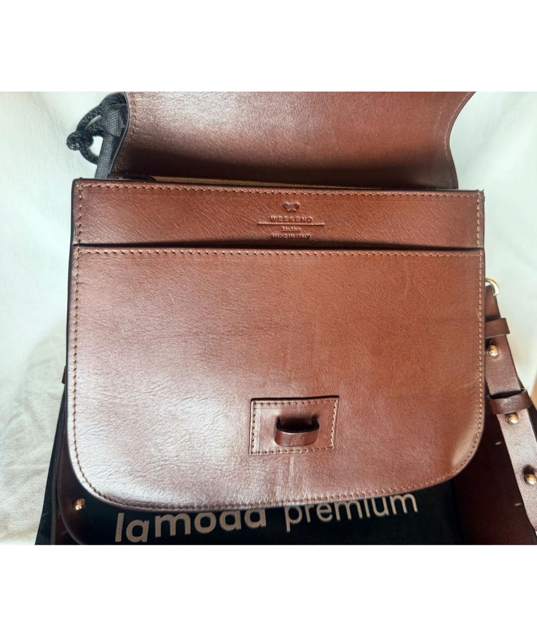 WEEKEND MAX MARA Коричневая кожаная сумка через плечо, фото 5
