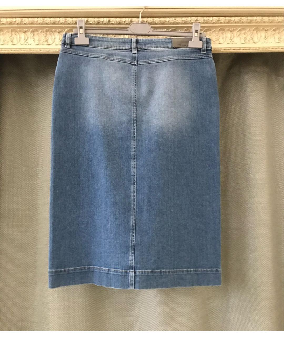 FABIANA FILIPPI Синяя хлопко-эластановая юбка миди, фото 5