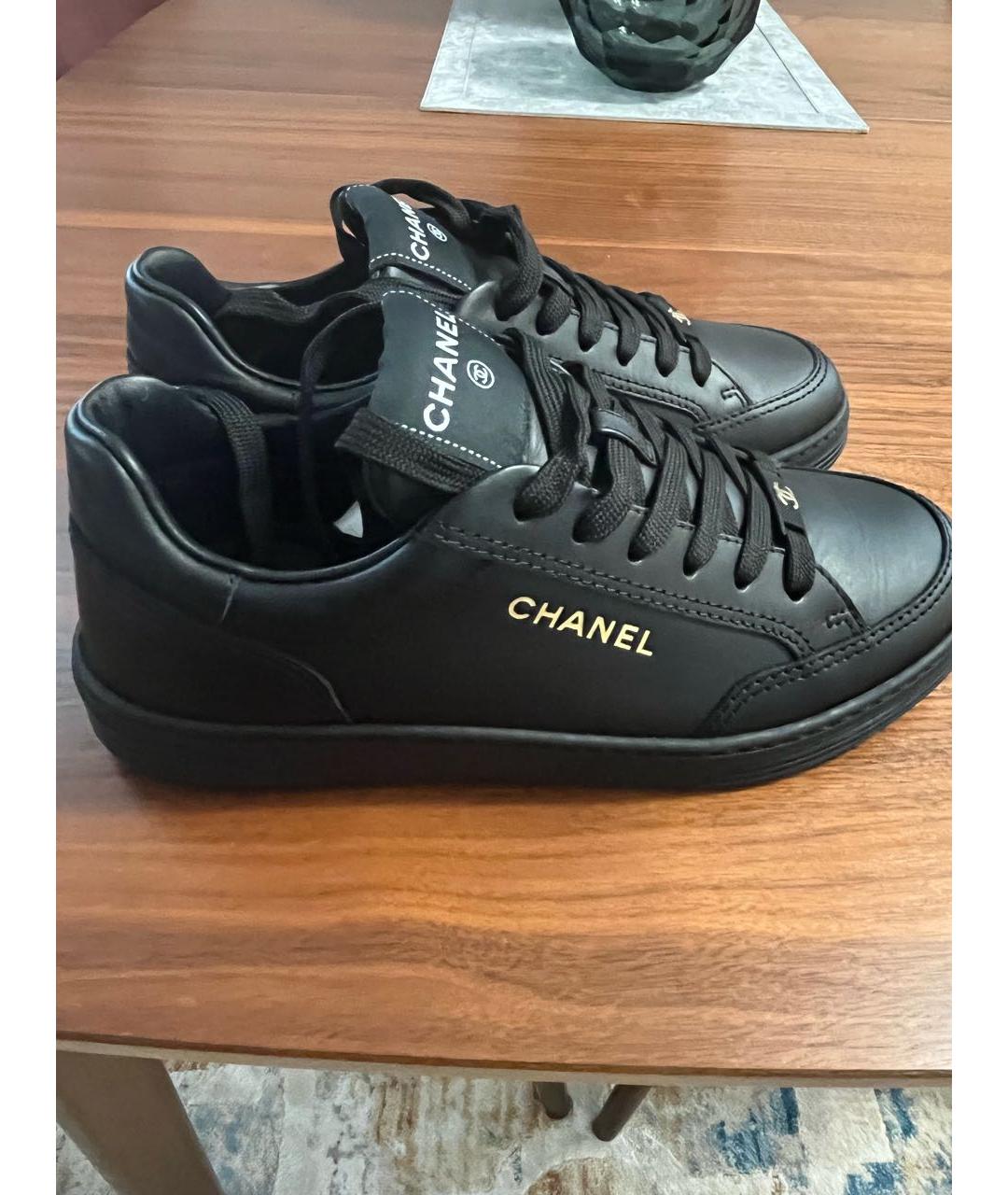 CHANEL Черные кожаные кроссовки, фото 7