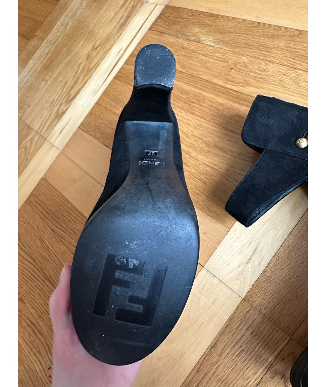 FENDI Черные замшевые туфли, фото 4