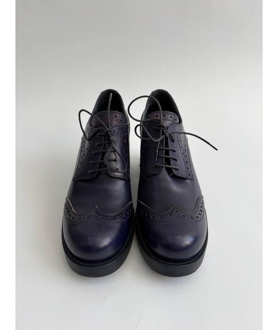 MIU MIU Темно-синие кожаные ботинки, фото 2