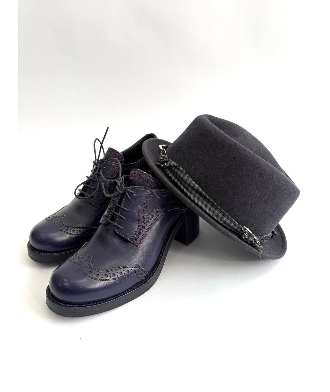 MIU MIU Темно-синие кожаные ботинки, фото 7