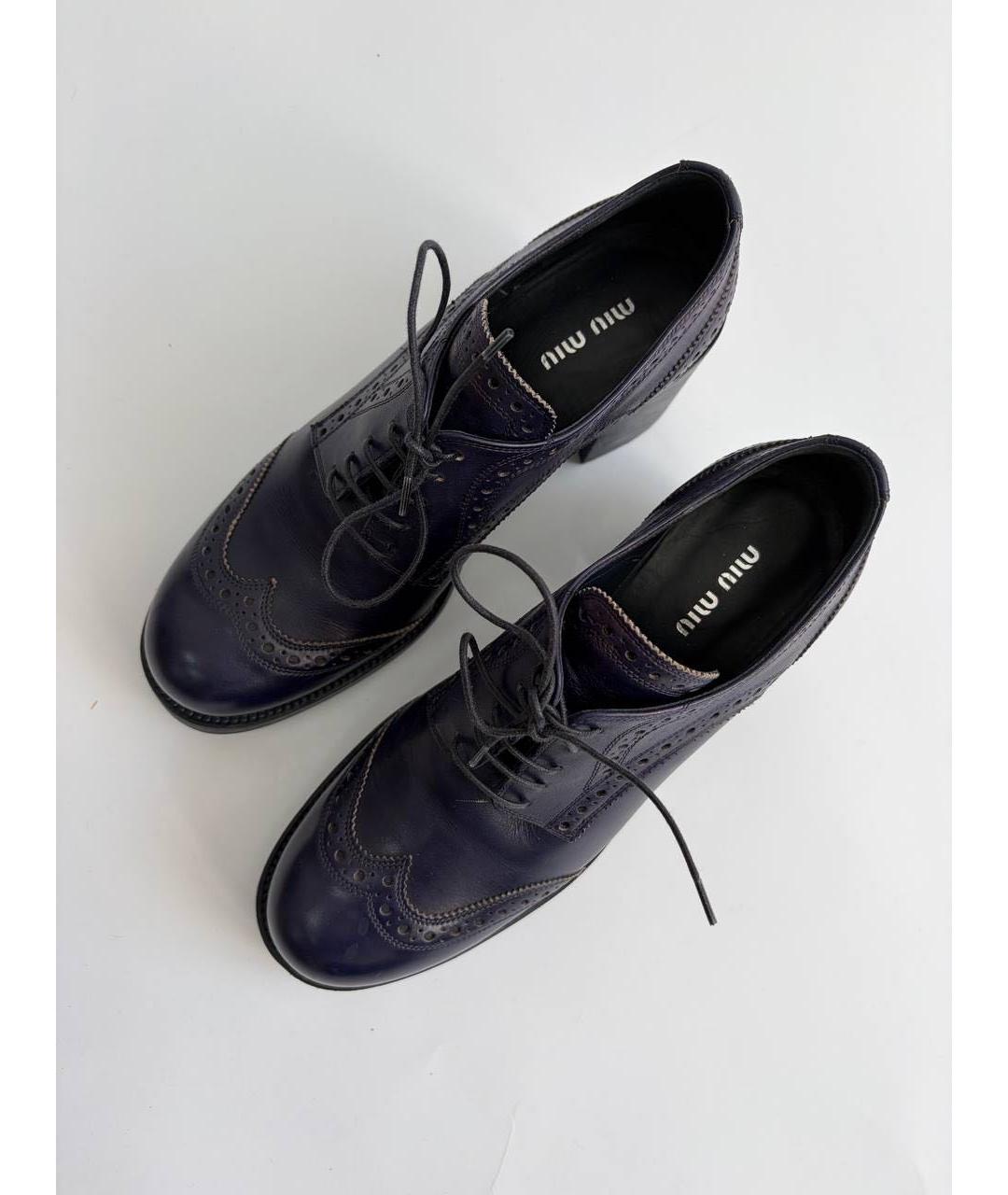 MIU MIU Темно-синие кожаные ботинки, фото 8