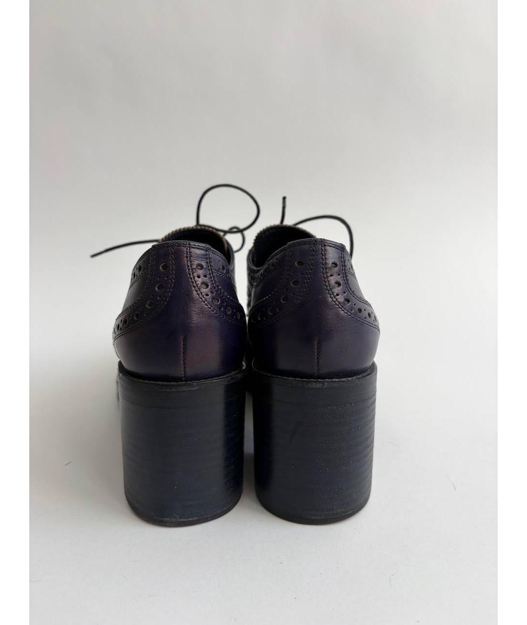 MIU MIU Темно-синие кожаные ботинки, фото 4