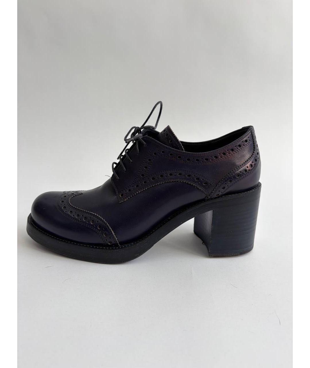 MIU MIU Темно-синие кожаные ботинки, фото 9