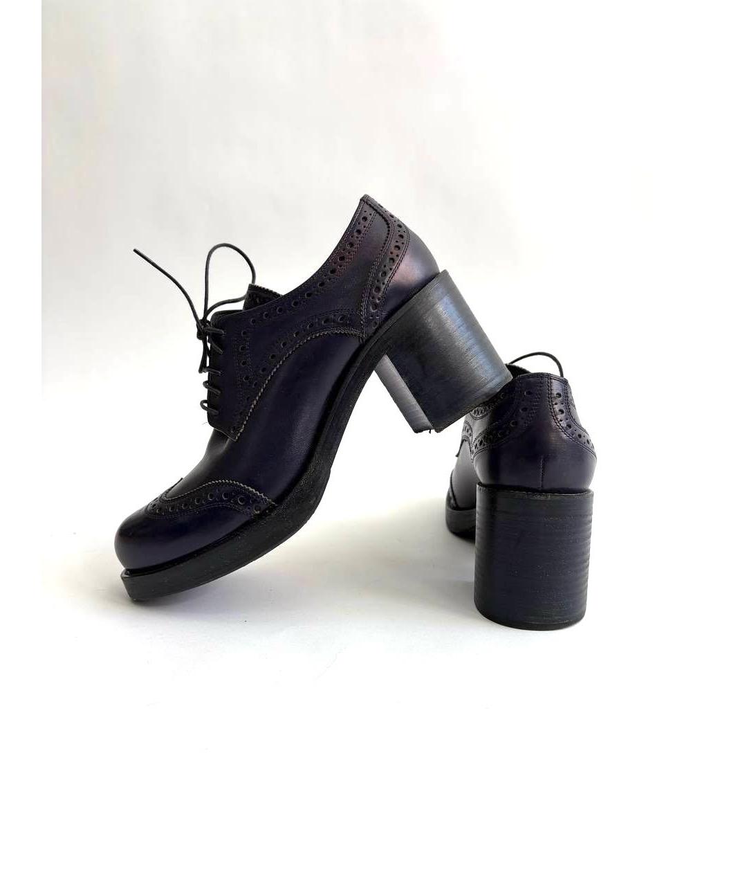 MIU MIU Темно-синие кожаные ботинки, фото 5