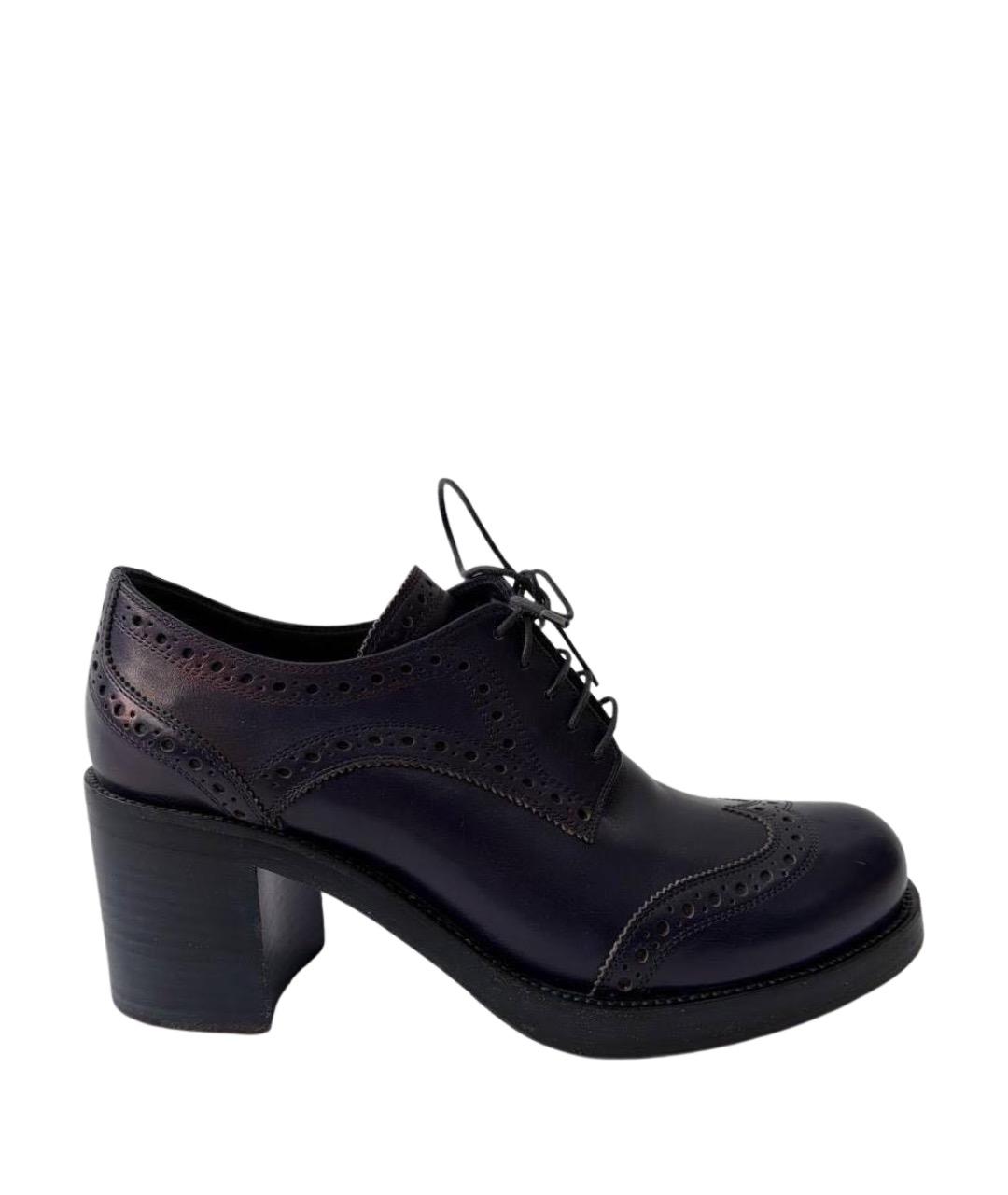 MIU MIU Темно-синие кожаные ботинки, фото 1