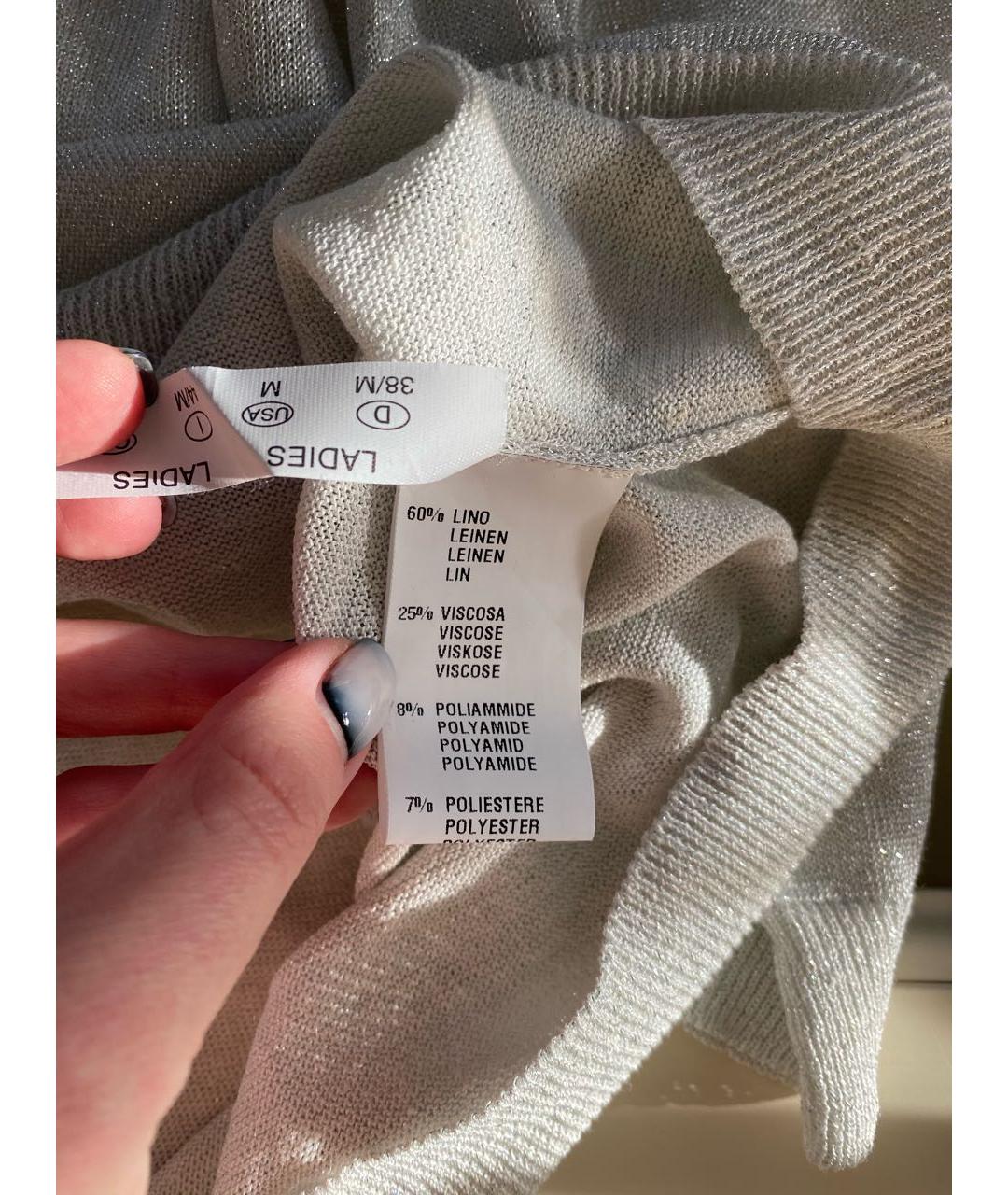 FABIANA FILIPPI Белый льняной джемпер / свитер, фото 6