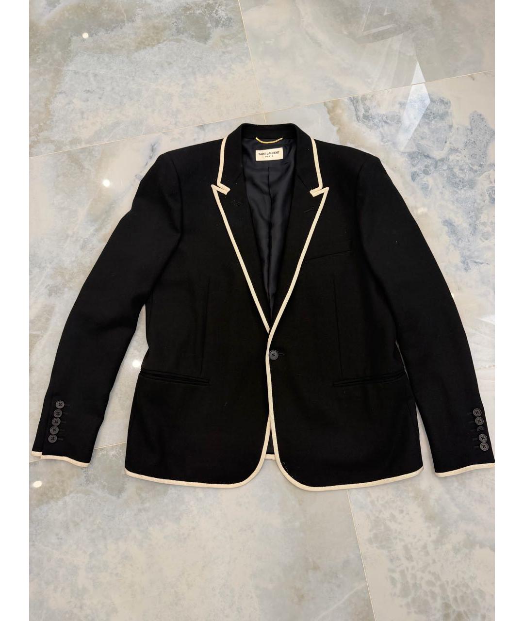 SAINT LAURENT Черный шерстяной жакет/пиджак, фото 4