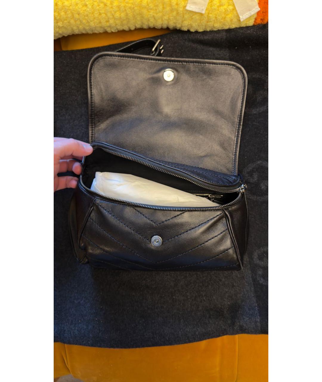 SAINT LAURENT Черная кожаная поясная сумка, фото 3