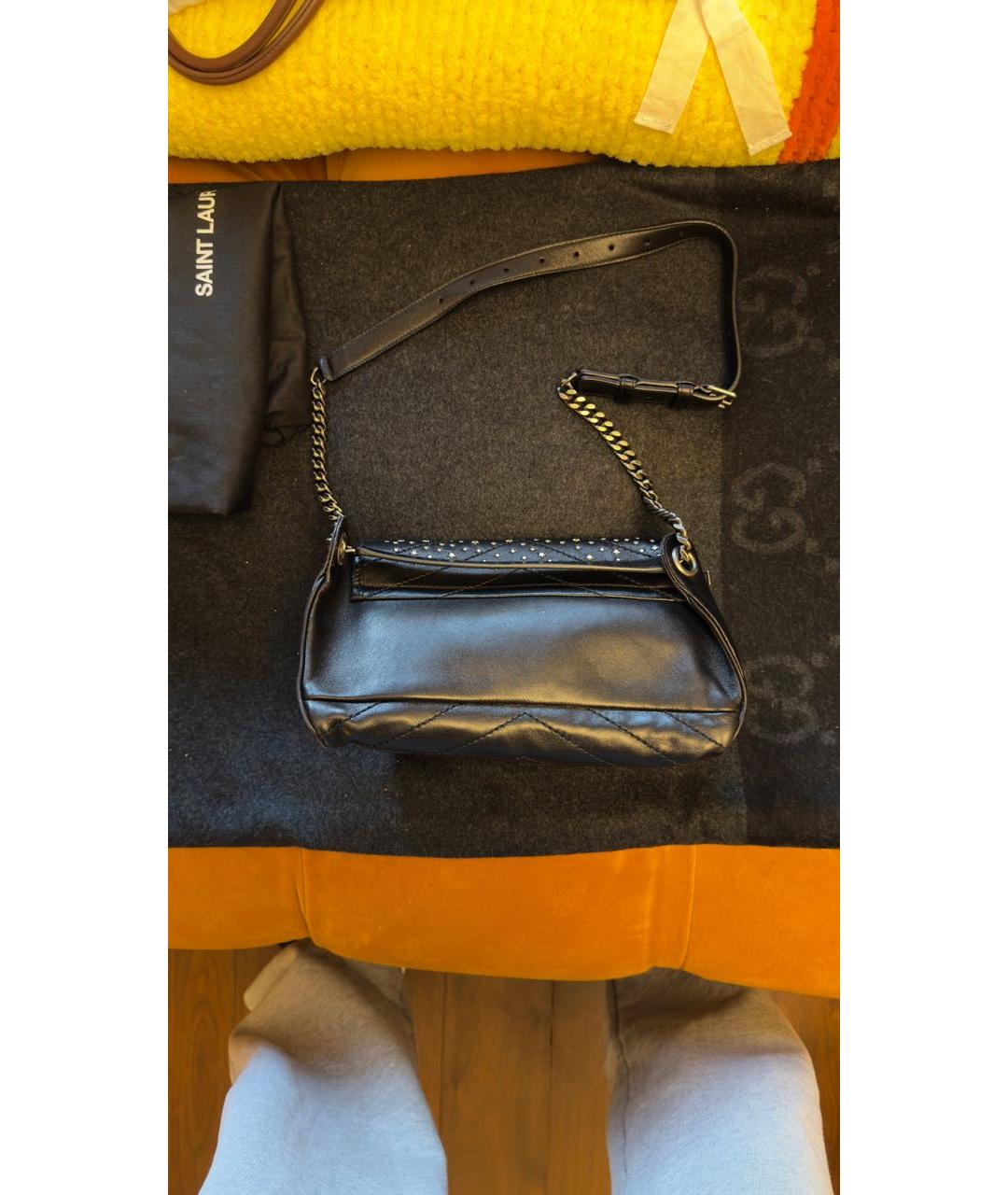 SAINT LAURENT Черная кожаная поясная сумка, фото 2