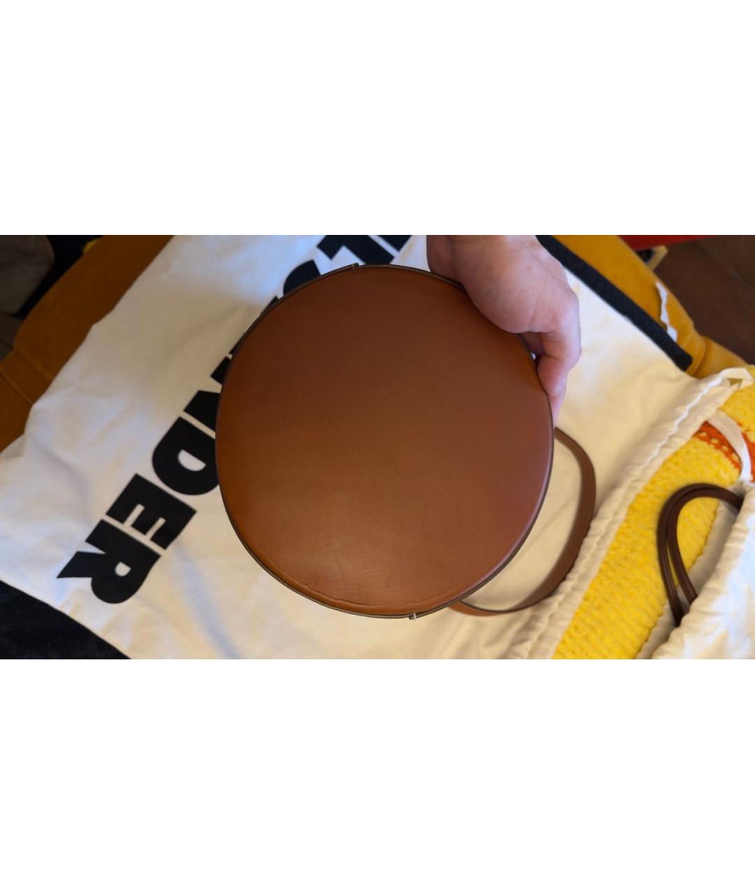 JIL SANDER Коричневая кожаная сумка с короткими ручками, фото 4