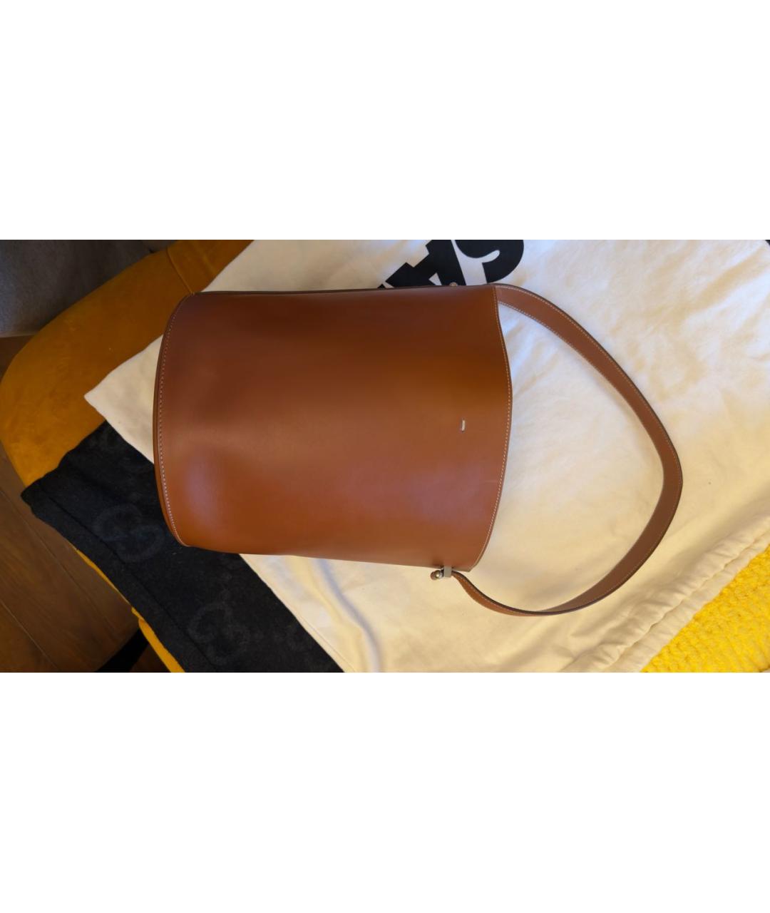 JIL SANDER Коричневая кожаная сумка с короткими ручками, фото 2