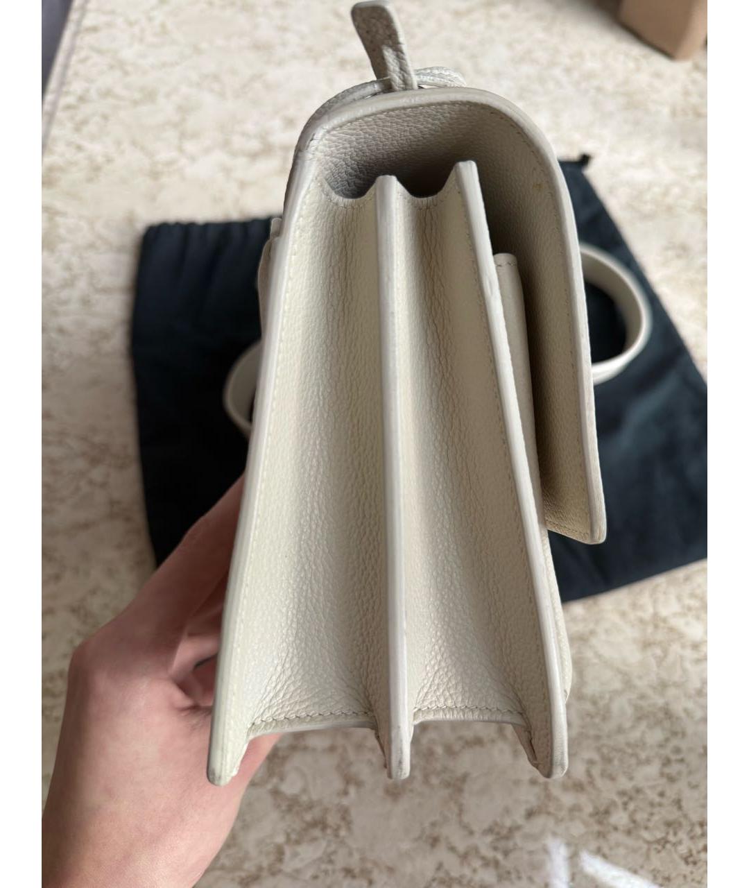 SAINT LAURENT Белая кожаная сумка через плечо, фото 5