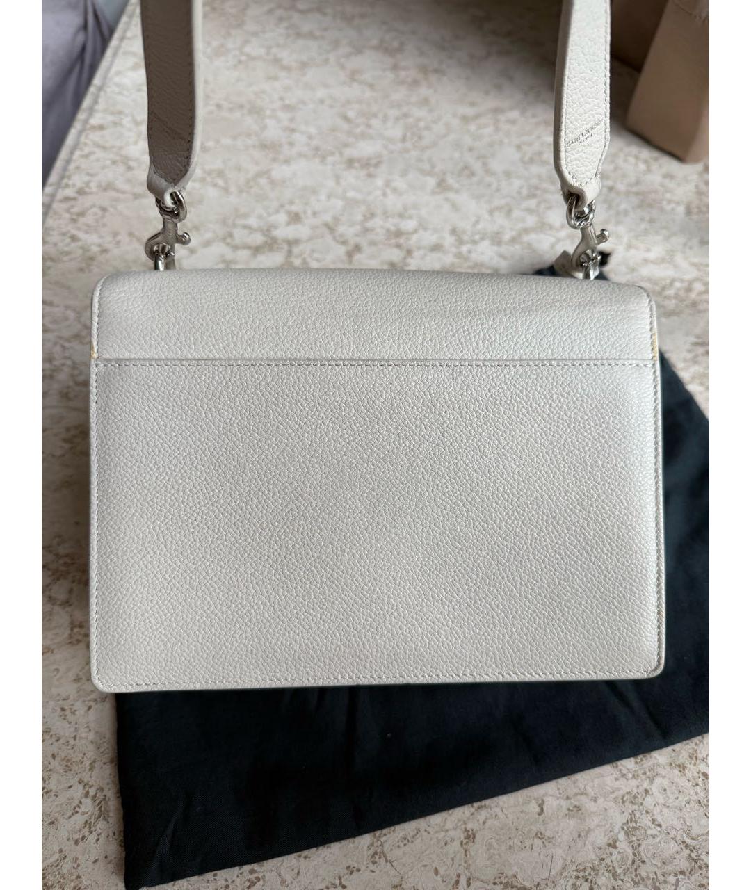 SAINT LAURENT Белая кожаная сумка через плечо, фото 7
