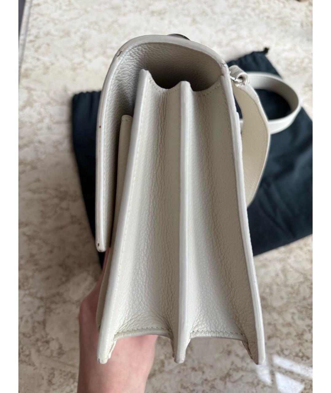 SAINT LAURENT Белая кожаная сумка через плечо, фото 6