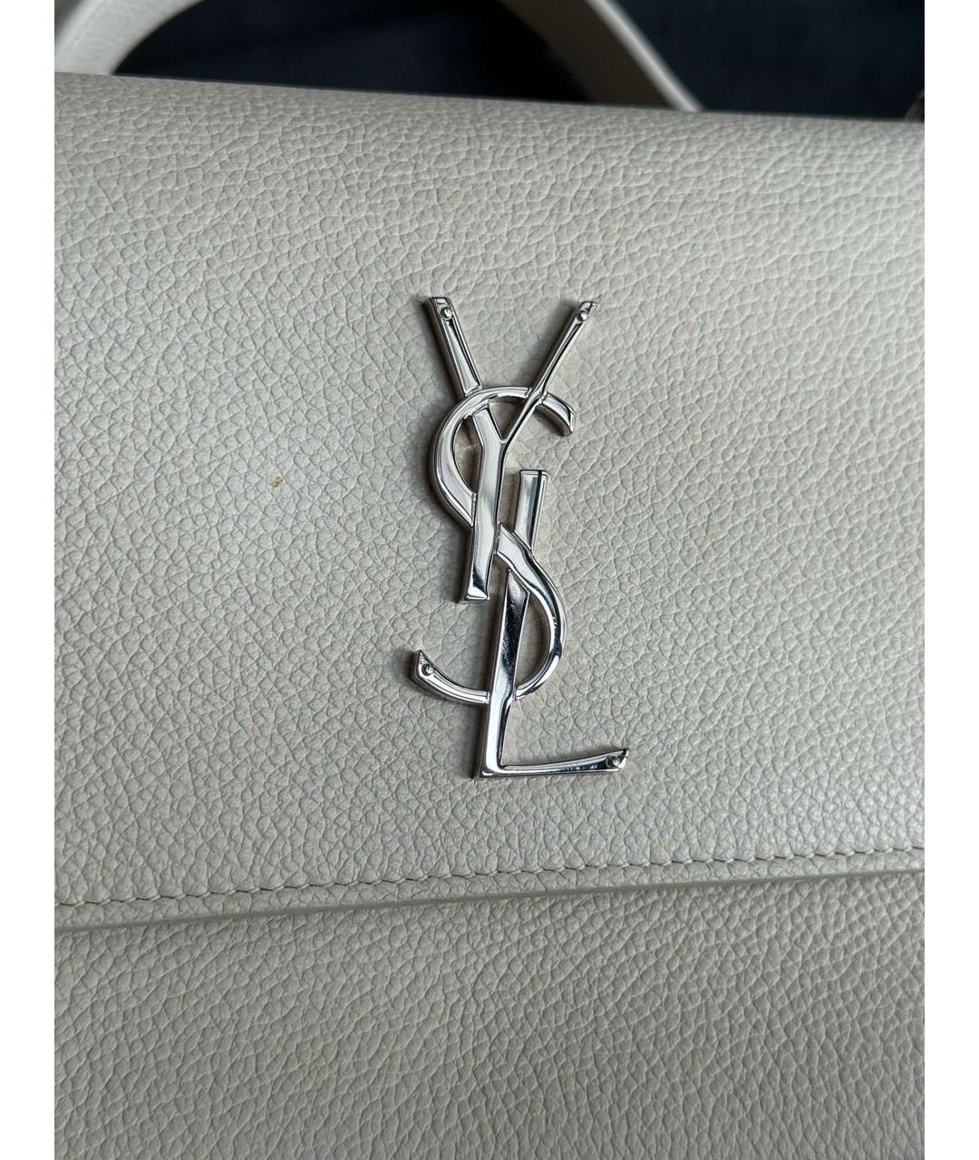 SAINT LAURENT Белая кожаная сумка через плечо, фото 4