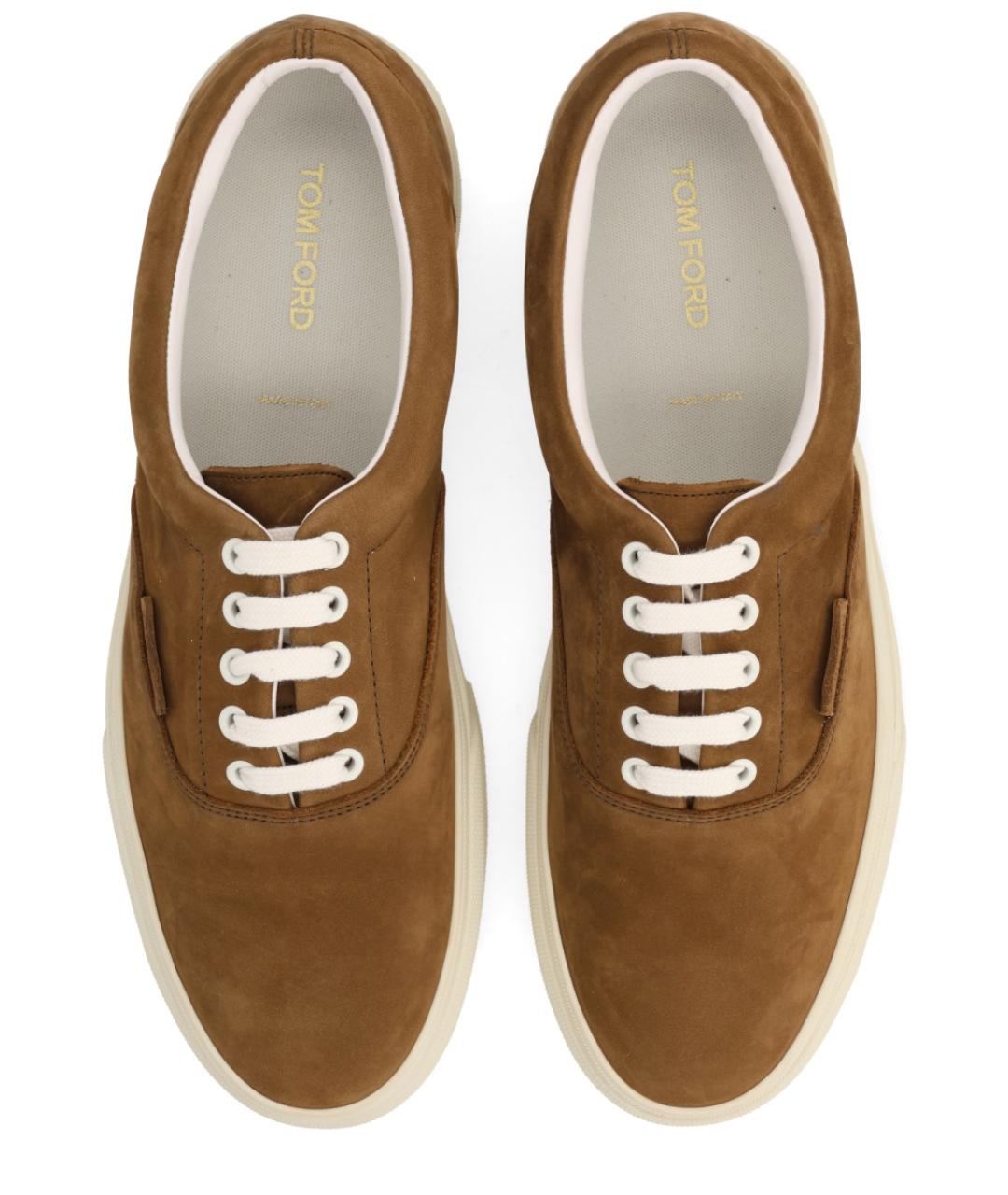 TOM FORD Хаки замшевые низкие кроссовки / кеды, фото 5