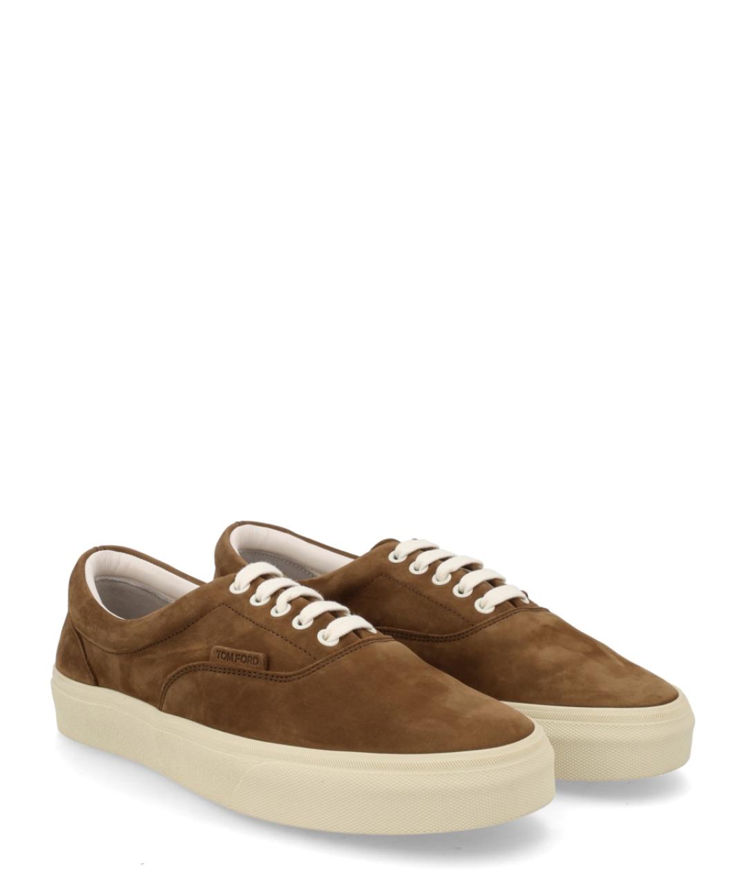 TOM FORD Хаки замшевые низкие кроссовки / кеды, фото 2