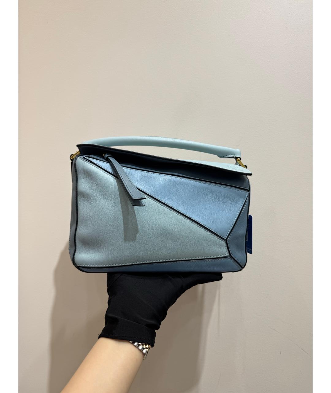 LOEWE Голубая кожаная сумка с короткими ручками, фото 2