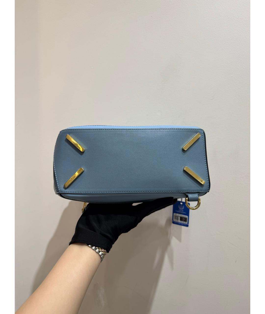 LOEWE Голубая кожаная сумка с короткими ручками, фото 6