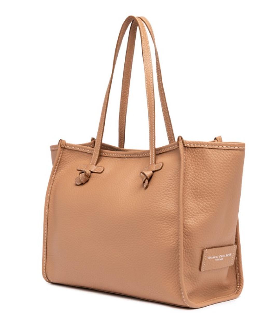 Gianni Chiarini Бежевая кожаная сумка тоут, фото 2
