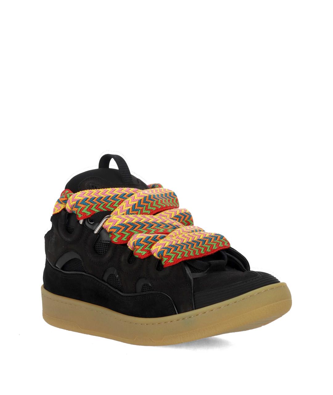 LANVIN Черные замшевые низкие кроссовки / кеды, фото 2