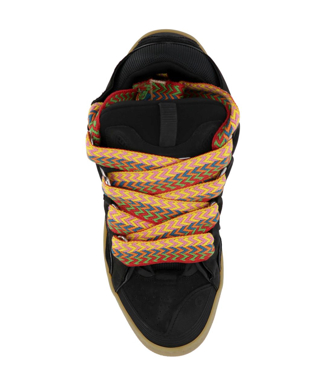 LANVIN Черные замшевые низкие кроссовки / кеды, фото 4