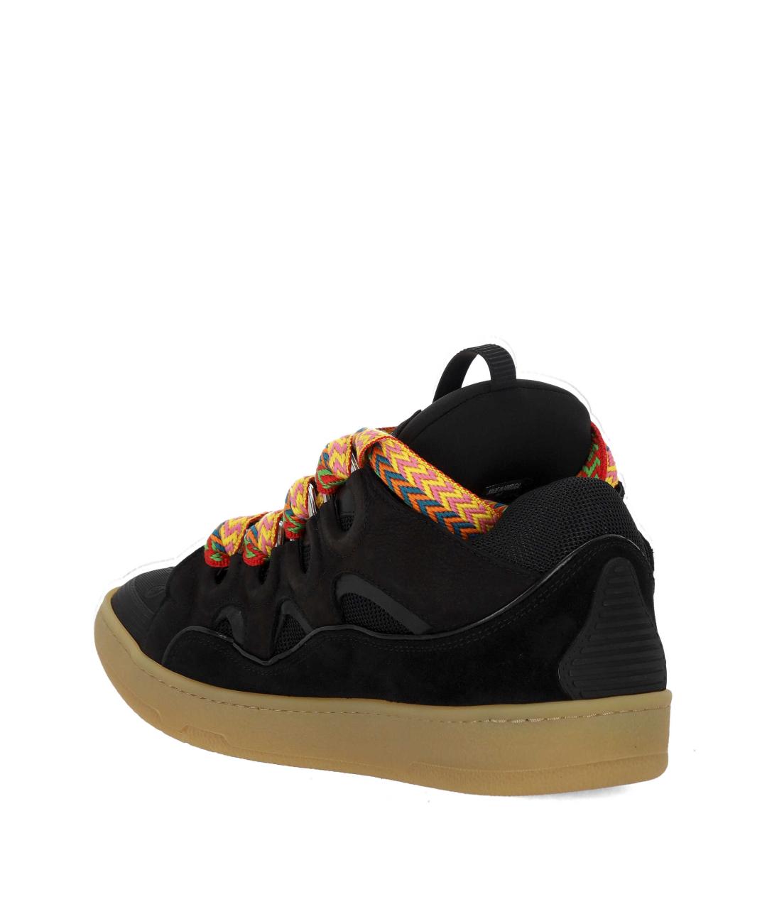 LANVIN Черные замшевые низкие кроссовки / кеды, фото 3