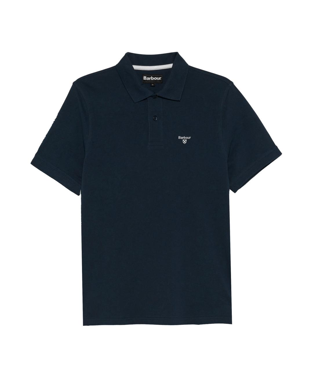 BARBOUR Темно-синее хлопковое поло с коротким рукавом, фото 1