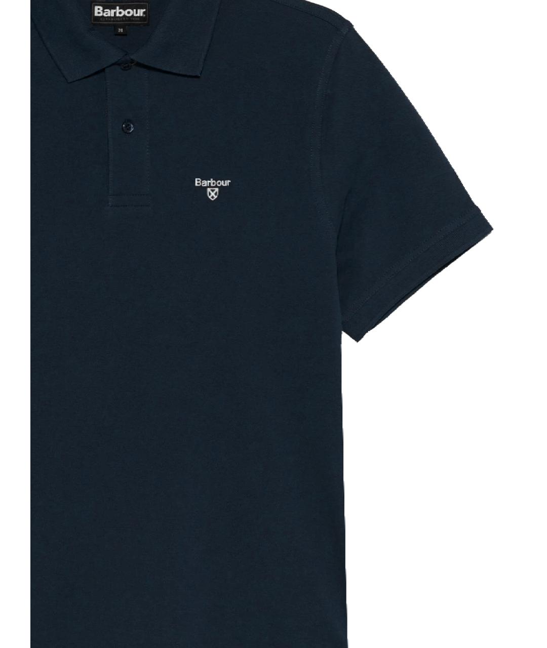 BARBOUR Темно-синее хлопковое поло с коротким рукавом, фото 2