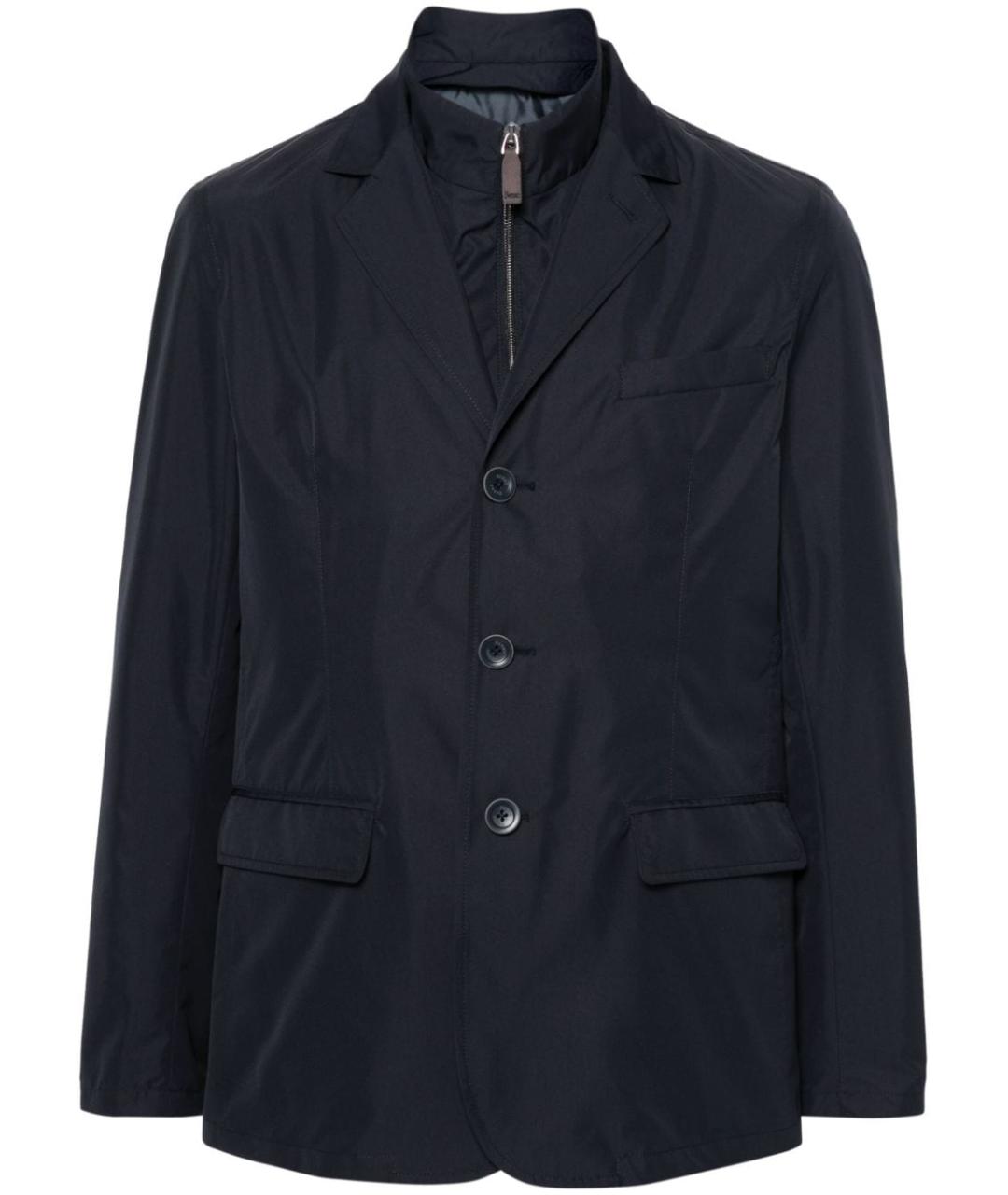 HERNO Темно-синяя полиэстеровая куртка, фото 1