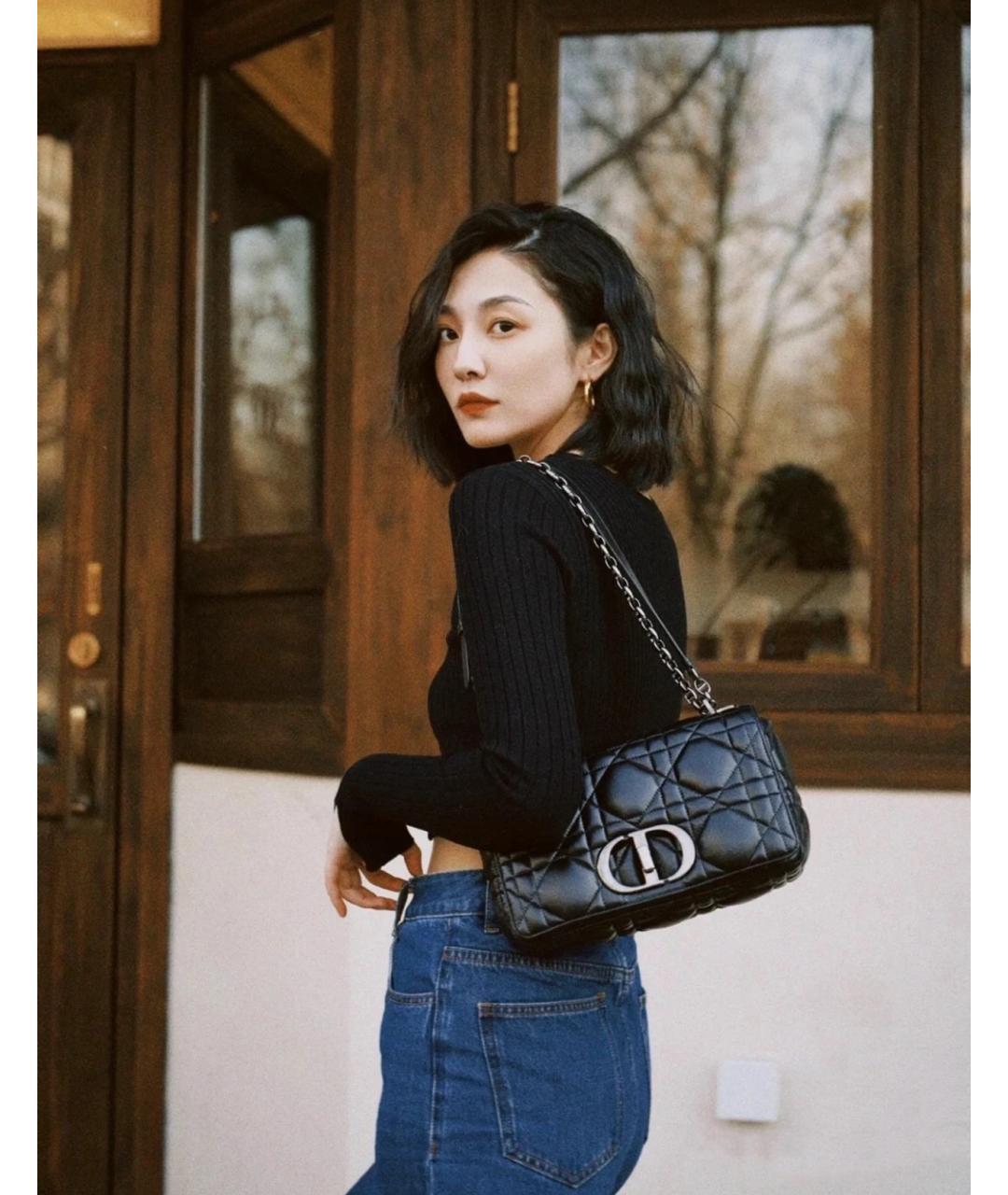 CHRISTIAN DIOR Черная кожаная сумка через плечо, фото 4