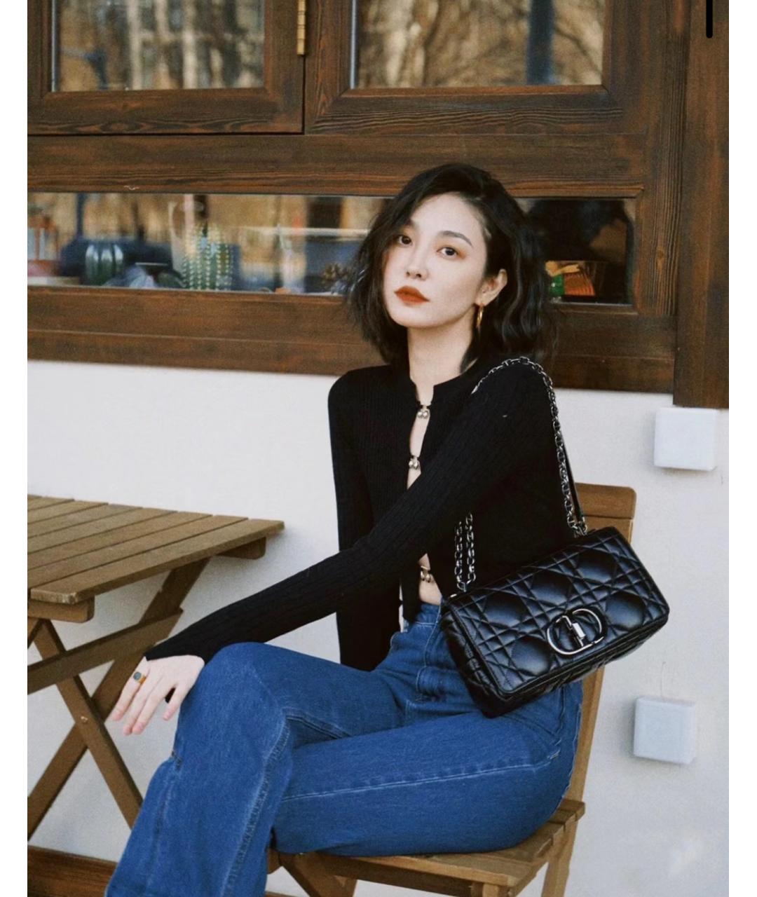 CHRISTIAN DIOR Черная кожаная сумка через плечо, фото 3