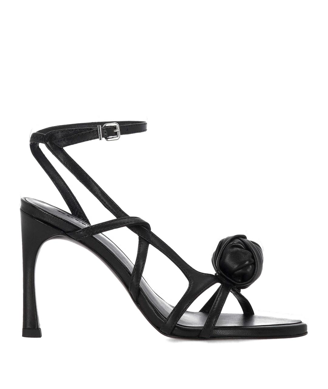 ROTATE Черные кожаные босоножки, фото 1