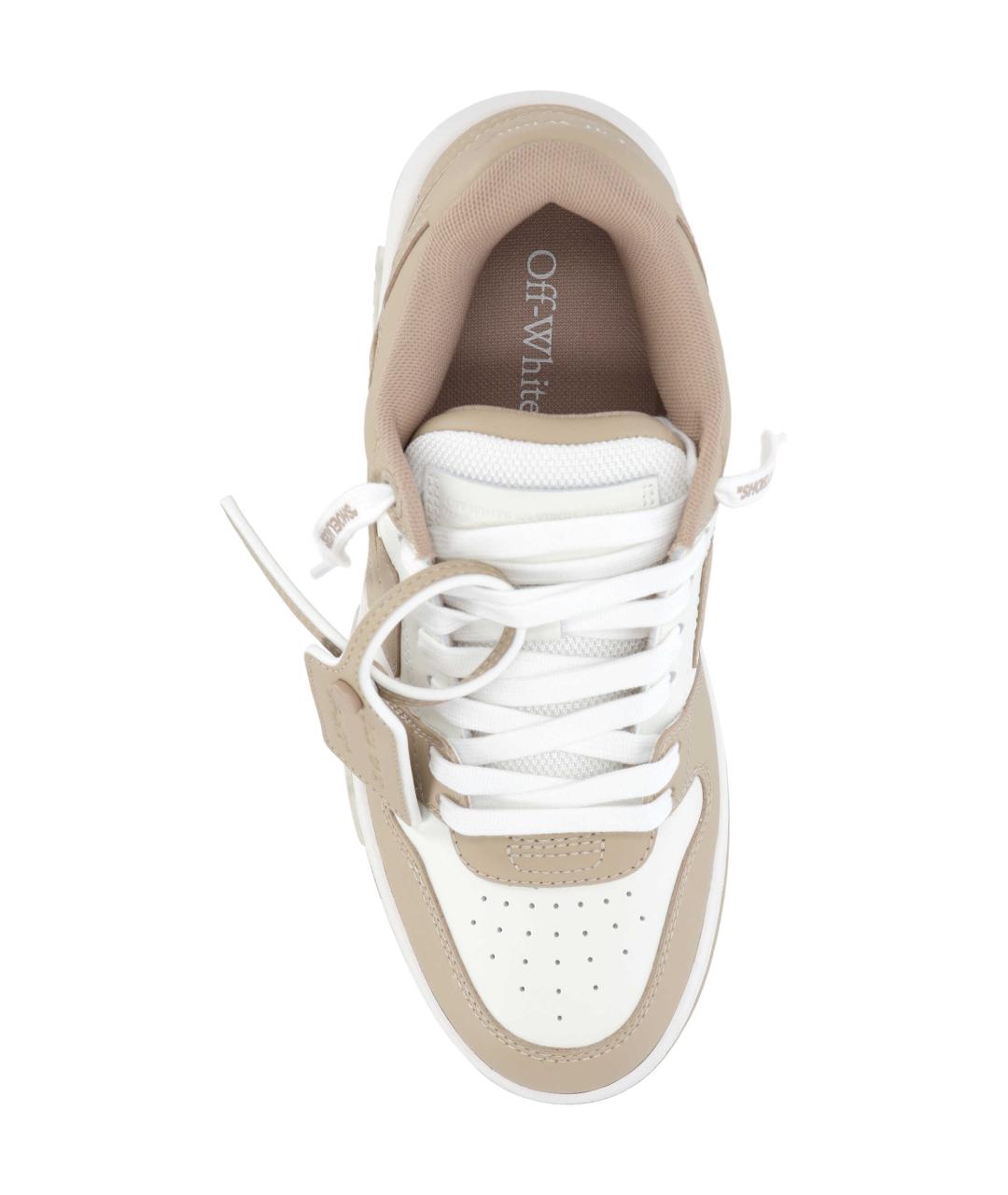 OFF-WHITE Бежевые кожаные низкие кроссовки / кеды, фото 4