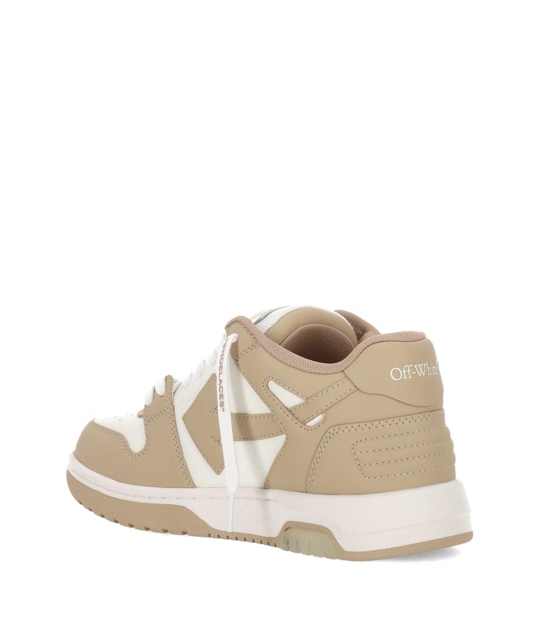 OFF-WHITE Бежевые кожаные низкие кроссовки / кеды, фото 3