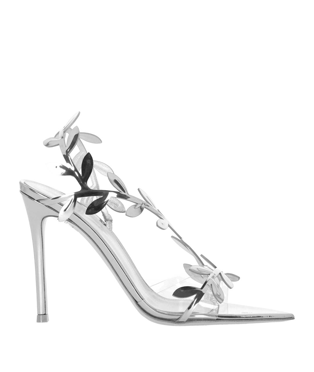GIANVITO ROSSI Серебряные кожаные босоножки, фото 1