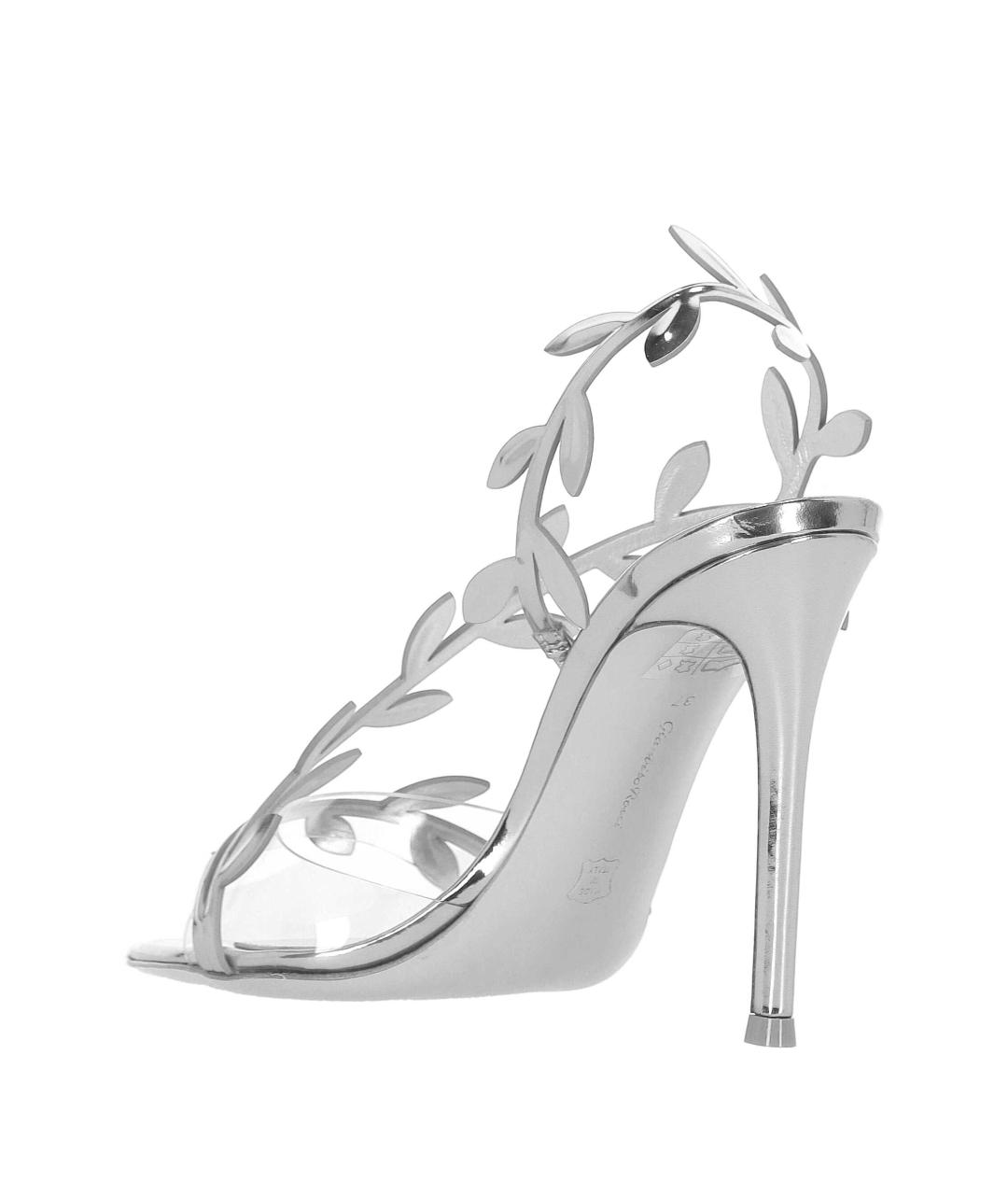 GIANVITO ROSSI Серебряные кожаные босоножки, фото 3