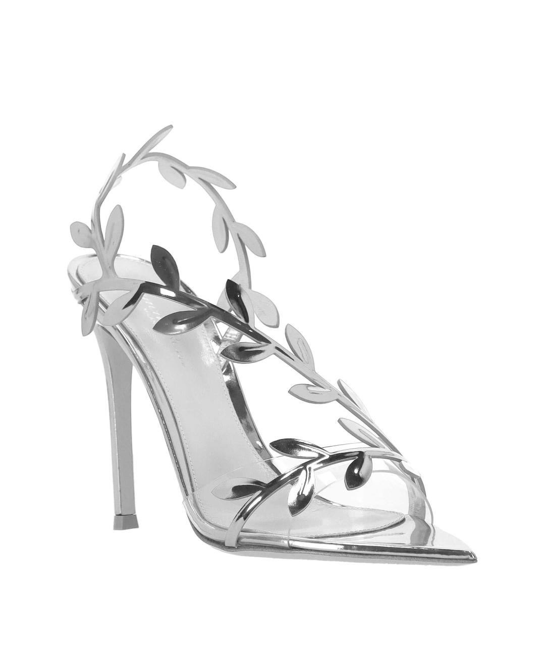 GIANVITO ROSSI Серебряные кожаные босоножки, фото 2