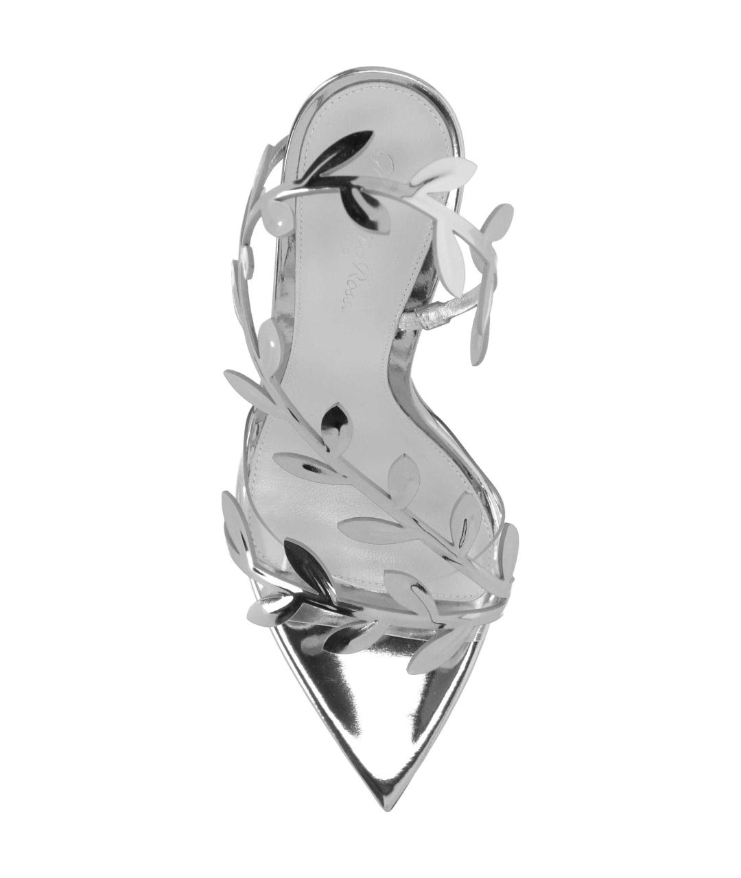 GIANVITO ROSSI Серебряные кожаные босоножки, фото 4