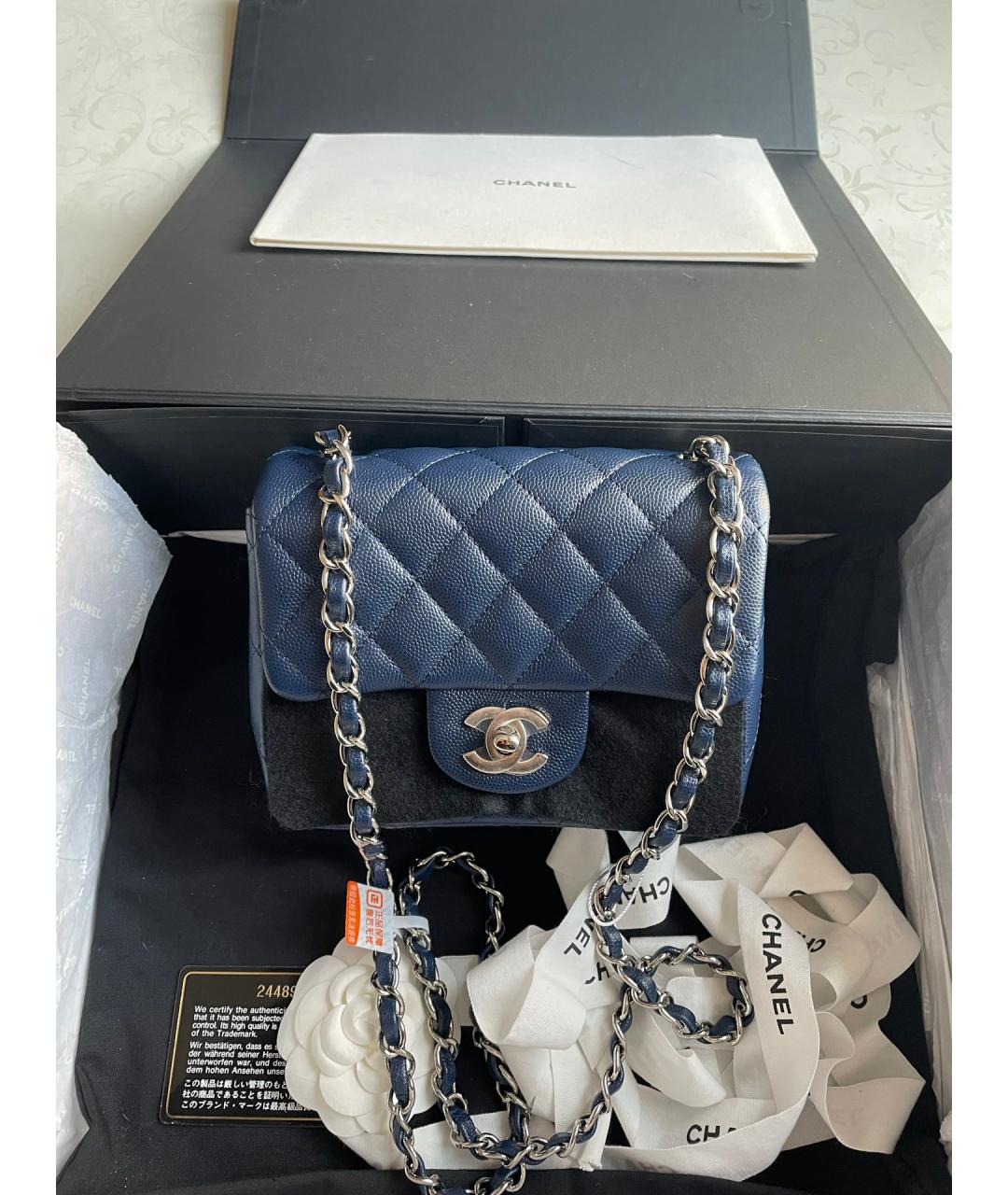 CHANEL Синяя кожаная сумка через плечо, фото 7