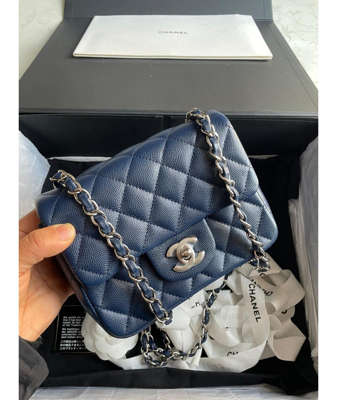 CHANEL Синяя кожаная сумка через плечо, фото 2